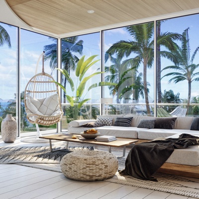 Vastu Villa设计 东南亚实木转角沙发组合