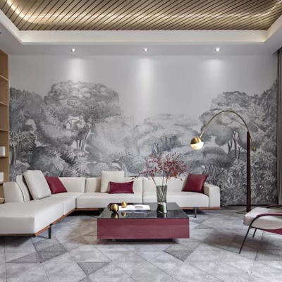 意巢设计 新中式布艺转角沙发组合