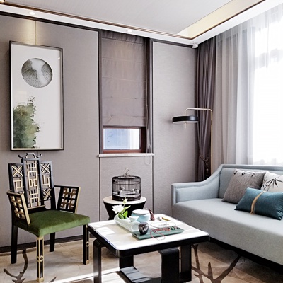 天鼓设计 新中式沙发茶几组合