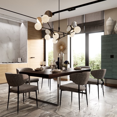 Valeria Romashko设计奢华公寓 现代餐厅