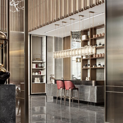 矩阵纵横设计 新中式售楼处水吧区