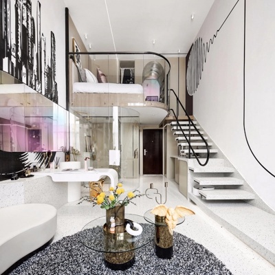 赛拉维设计 后现代轻奢LOFT客厅