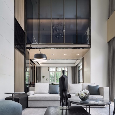 魅无界设计  现代别墅客厅