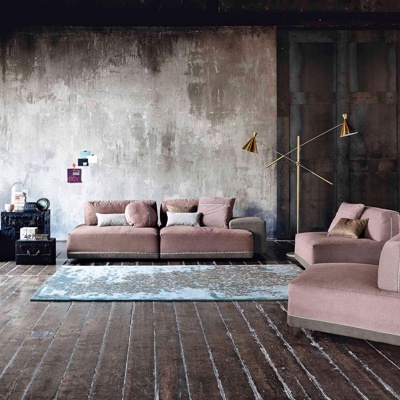 意大利Ditre Italia品牌 现代粉色布艺沙发组合