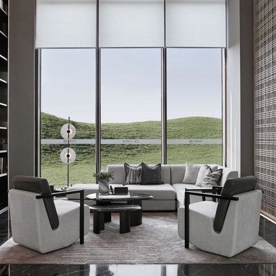 MILL蜜尔设计 现代布艺转角沙发组合