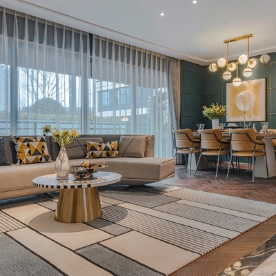 元禾大千设计 现代轻奢客厅餐厅