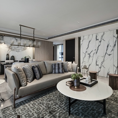 力设计 现代客厅餐厅