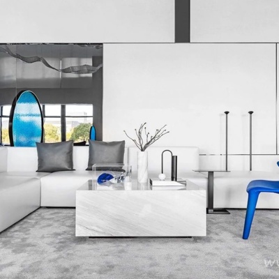 乐尚设计现代皮革沙发组合