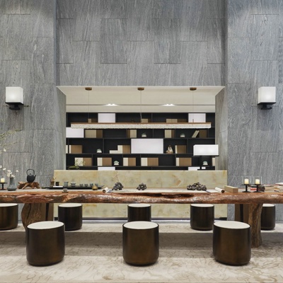 吴泽空间设计 新中式大型泡茶桌椅