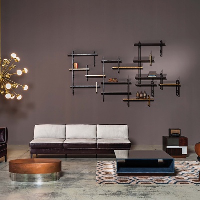 意大利BAXTER品牌 现代皮革沙发茶几组合吊灯