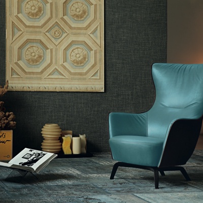 意大利Poltrona Frau品牌 现代绿色皮革单人沙发