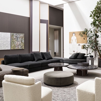 意大利Meridiani品牌 现代客厅沙发茶几组合 (2)