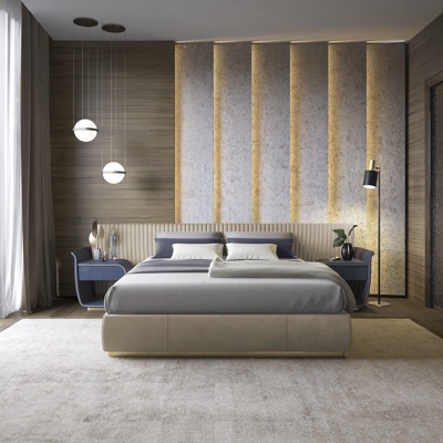 意大利Capital品牌 现代布艺双人床