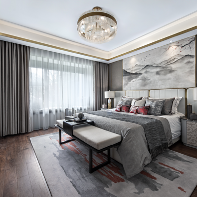 H DESIGN设计 新中式卧室主人房