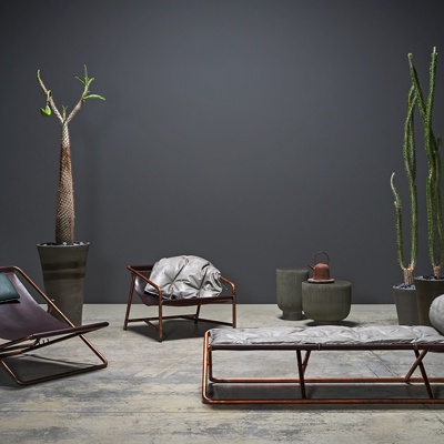 意大利BAXTER品牌 工业风铁艺沙发躺椅盆栽