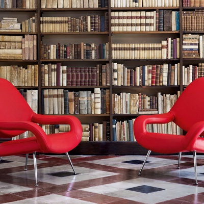 意大利Poltrona Frau品牌 现代红色沙发椅书架