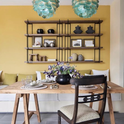 布鲁盟设计 自然风混搭实木餐桌椅