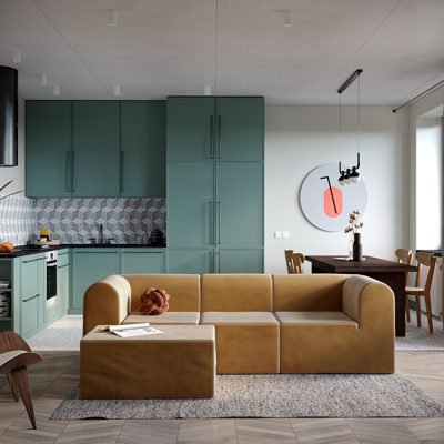 Zrobym architect设计 北欧布艺沙发组合