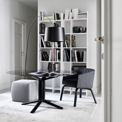 意大利Meridiani  现代玻璃桌椅组合书柜