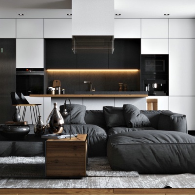 Natalie Dubrovska设计 现代转角布艺沙发组合