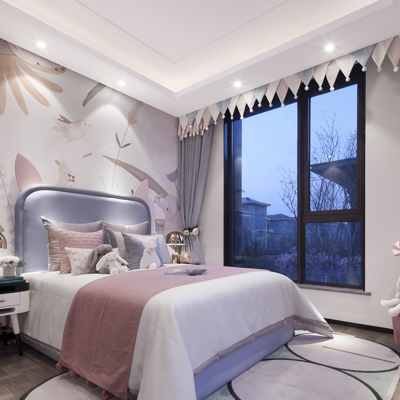 岳蒙设计 现代卧室女孩房