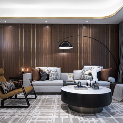 元禾大千 现代布艺转角沙发组合