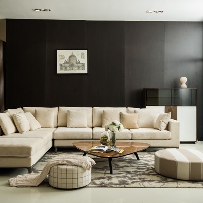 意大利FORTOLI品牌  现代转角沙发茶几组合