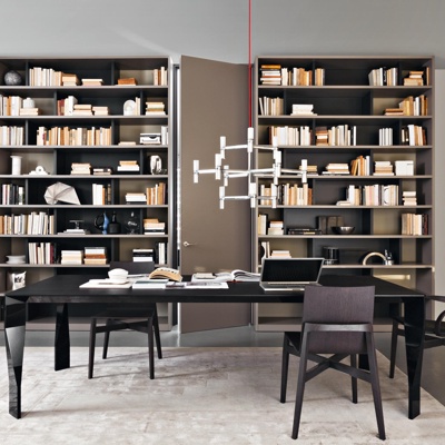 意大利Molteni&C品牌 现代黑色长方形餐桌椅