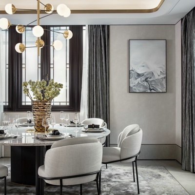 葛亚曦设计 现代圆形大理石餐桌椅