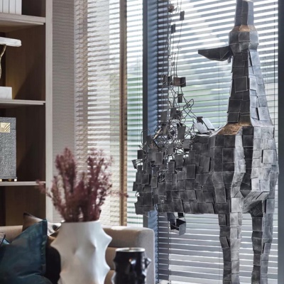 壹方空间设计 新中式铁艺拼接骏马雕塑