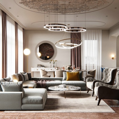 现代轻奢客厅餐厅