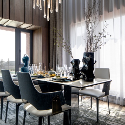 则灵设计 现代轻奢餐桌椅