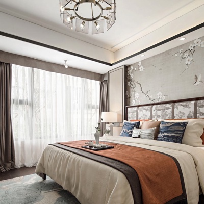 零次方设计 新中式卧室样板间
