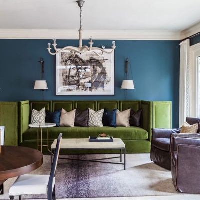 Marie Flanigan设计 新古典混搭绿色沙发组合