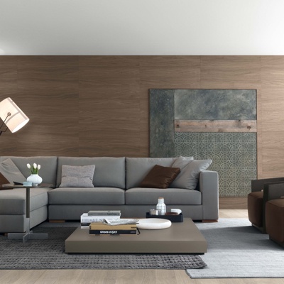 意大利Jesse品牌 现代布艺转角沙发茶几组合