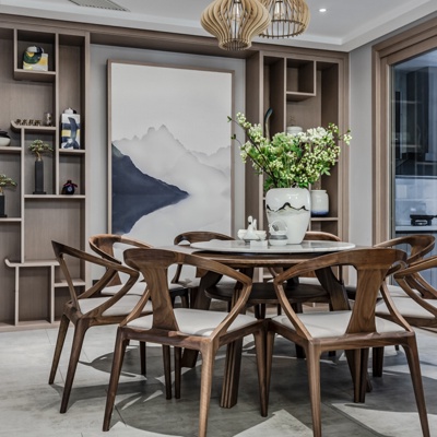 CCP杭州摄影 新中式实木圆形餐桌椅