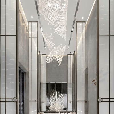 尚石设计 新中式售楼处入户门厅