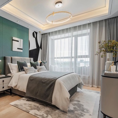 元禾大千设计 现代轻奢卧室单人床