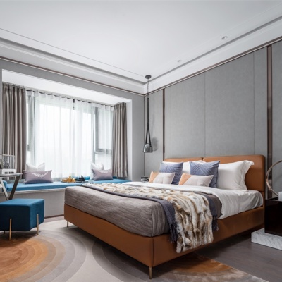 孙文设计 现代轻奢卧室双人床