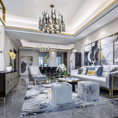 慎恩设计 现代轻奢客厅餐厅