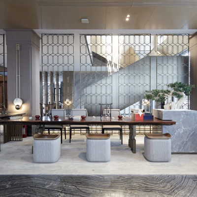 涵冰设计 新中式实木泡茶桌椅