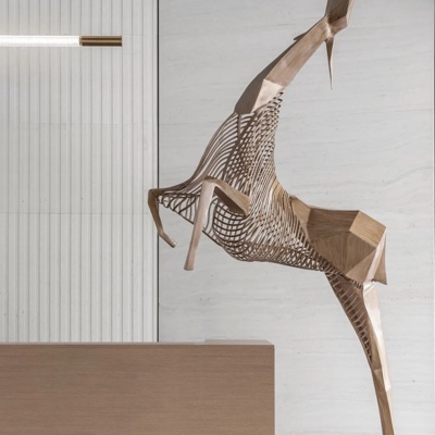 ENJOYDESIGN 现代实木鹿雕塑