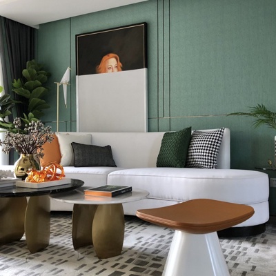 道胜设计 现代布艺弧形沙发组合