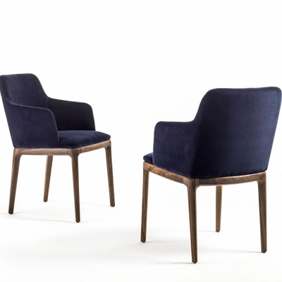 意大利Riva1920品牌 现代蓝色绒布单椅