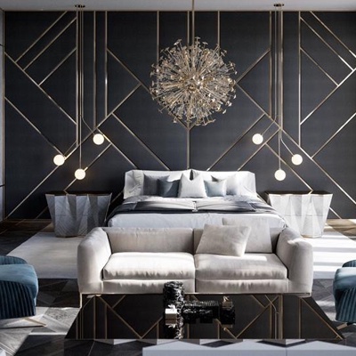 Paris spirit设计 现代轻奢卧室主人房