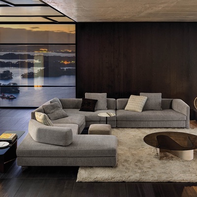 意大利MINOTTI品牌 现代转角沙发茶几