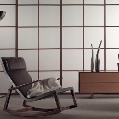 意大利Poltrona Frau品牌 现代皮革休闲摇椅落地灯