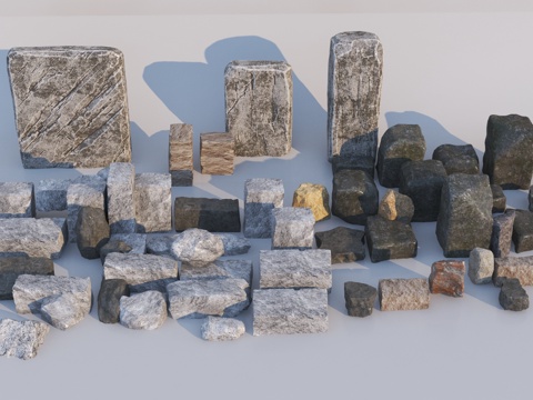  现代石头 石块 岩石3d模型 