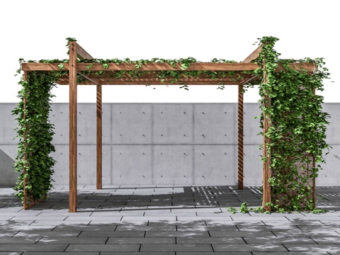 景观凉亭 廊架 爬山虎su模型