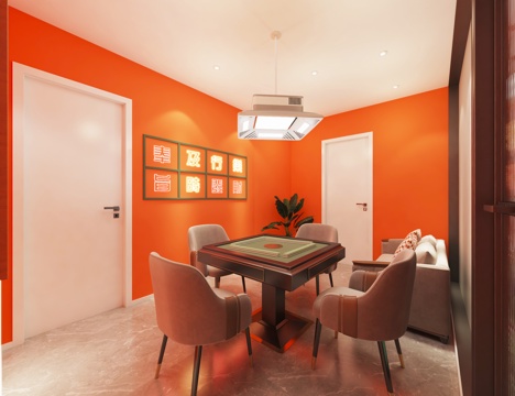  现代棋牌室 麻将室3d模型 